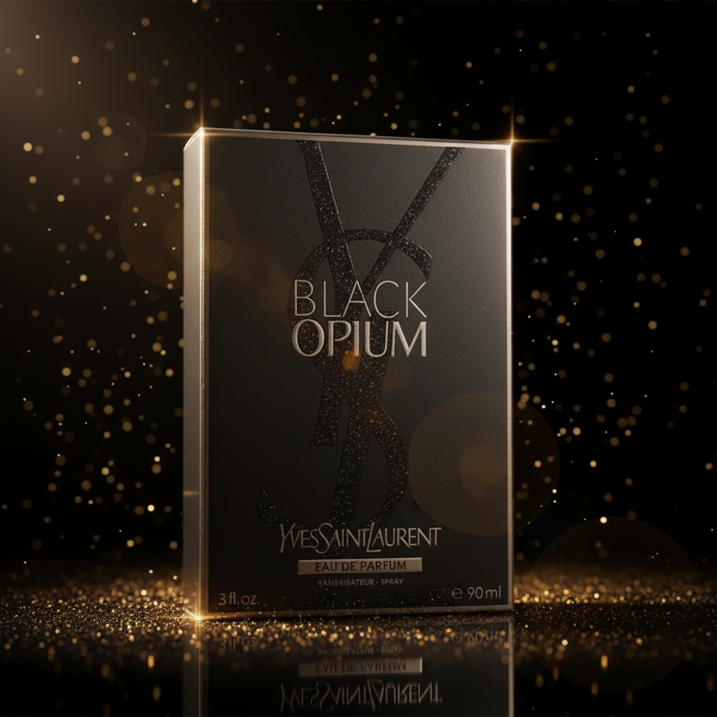 YSL Black Opium Dark Background